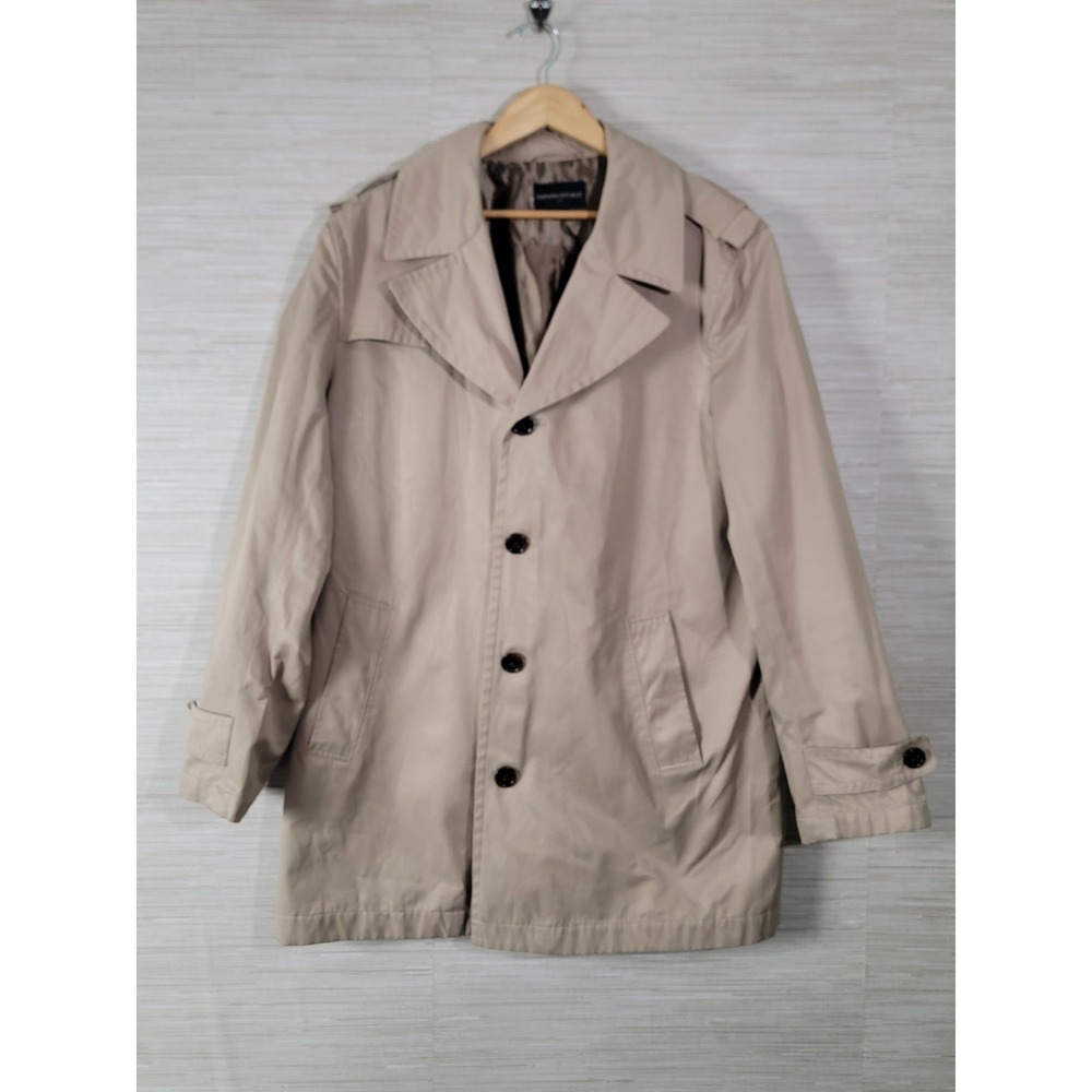 Banana Republic Trench‎ Coat Men's XL Beige Lined Vented Back Single Breasted